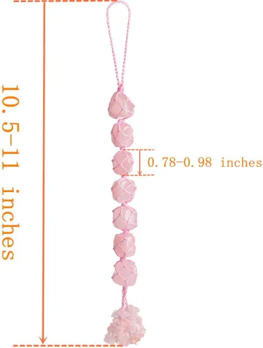 Miniatura 7 de Adornos colgantes de cuarzo rosa natural hechos a mano para auto, piedras de cristal para decoración del hogar, ornamento Feng Shui, decoración