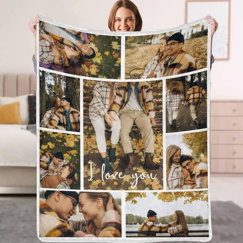Miniatura 12 de Mantas personalizadas con fotos, texto, manta personalizada con imagen, hecha en Estados Unidos, personalizada para Navidad, cumpleaños, boda
