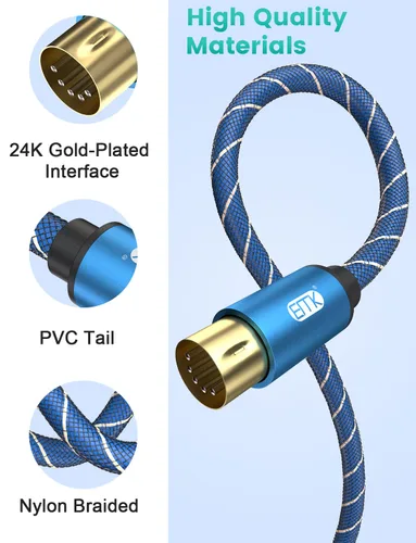 Miniatura 5 de EMK Cable DIN MIDI de 5 pines macho a macho, compatible con teclado MIDI/sintetizador/guitarra/multiefectos de guitarra/interfaz de audio/mezclador