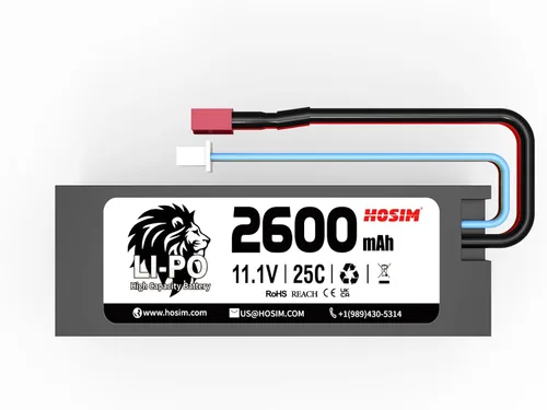 Miniatura 2 de Hosim Batería Lipo 3S 11.1V 2600mAh 25C RC Car Lipo Baterías Hard Case T-Plug Li-po Batería para 1/8 1/10 1/14 Escala de Alta Velocidad Vehículos RC