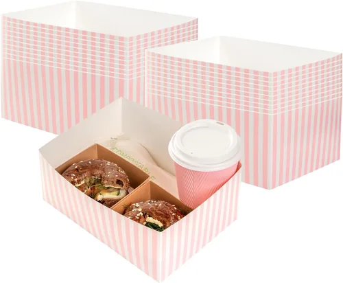 Miniatura 25 de Restaurantware Bio Tek - Bandejas de hamburguesas de 8.4 x 6 x 3.5 pulgadas, 100 bandejas de papel desechables para alimentos, bandejas de papel