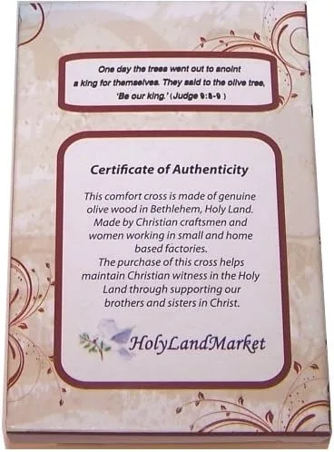 Miniatura 3 de Holy Land Market Cruz reconfortante de madera de olivo grabada con corona de espinas y corazón, caja de regalo, bolsa de terciopelo y tarjeta