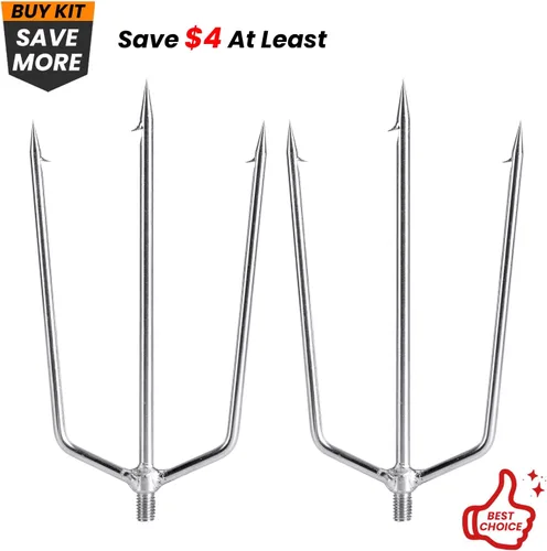 Miniatura 2 de Goture Pescado Lanza Rana Lanza Púas Acero Inoxidable Púas Pesca Arpón Pesca Gig Gaff Tenedor Gancho Tornillo para Rana y Peces Lanza Tenedor