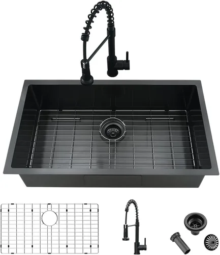 Miniatura 13 de Fregadero de barra negro de 12 pulgadas para montaje inferior de cuarzo-iAnomla 12x15 fregadero de cocina pequeño negro para montaje inferior barra
