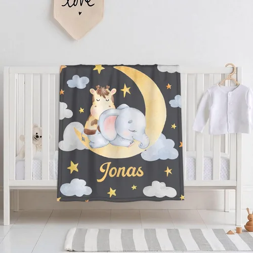 Miniatura 11 de Manta personalizada con nombre, manta personalizada de animales de bebé, regalos conmemorativos para envolver niños pequeños, cumpleaños familiar