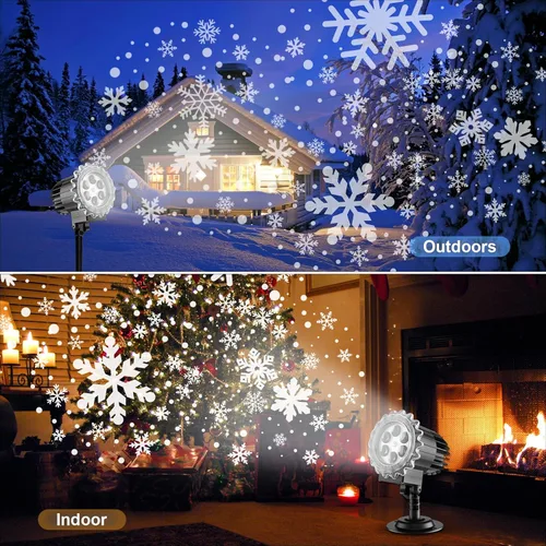 Miniatura 5 de Proyector de luces de copo de nieve para exteriores, 9 vatios súper brillantes, lámpara de nevada, proyección de luz nocturna, luces LED