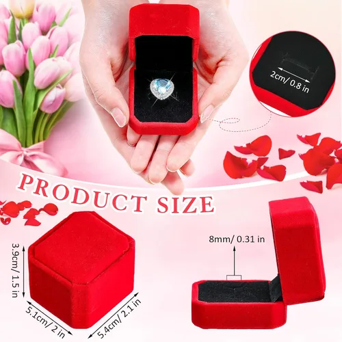 Miniatura 9 de Laumoi Caja de terciopelo para anillos de 36 piezas para ceremonia de boda, cajas de joyería de compromiso, estuche de exhibición para anillos
