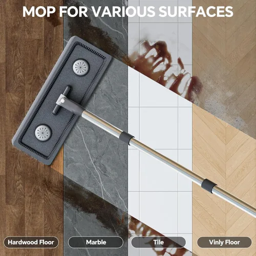 Miniatura 5 de Trapeador Compacto para Pisos y Cubeta – Trapeador Plano y Cubeta con Conjunto de Escurridor Manos Libres Trapeador Húmedo y Seco