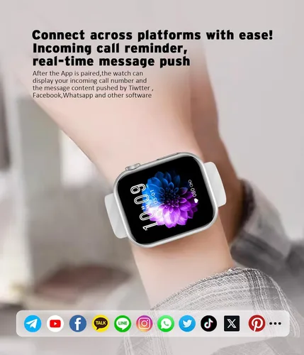 Miniatura 3 de Advanced Health Fitness - Reloj inteligente con Bluetooth, pantalla táctil HD de 1.97 pulgadas, control del estrés del sueño, frecuencia cardíaca