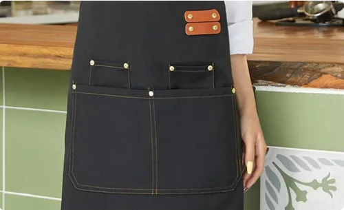 Miniatura 6 de Delantal de chef de lona con espalda cruzada para hombres y mujeres con correas ajustables y bolsillos grandes, delantal de lona