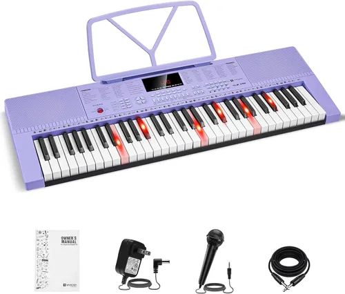Miniatura 10 de Teclado de Piano Vangoa VGK610, Teclado de Música Portátil de 61 Teclas Mini para Principiantes con Micrófono, 3 Modos de Enseñanza, 350 Tonos, 350
