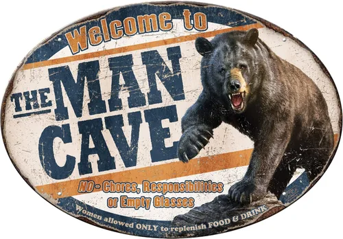 River's Edge Carteles de metal resistentes a la intemperie, en relieve Bienvenido a la Cueva del Hombre