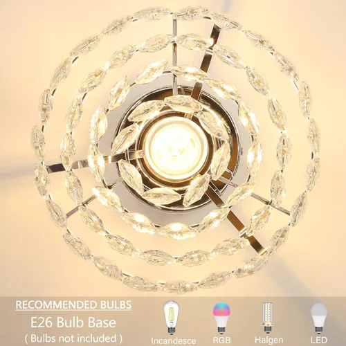 Miniatura 5 de Luupyia Mini lámpara de techo de cristal pequeña, moderna lámpara de techo de cristal para accesorios de pasillo, lámpara de araña plateada