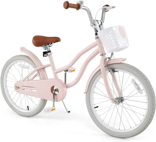 Miniatura 27 de COSTWAY Bicicleta para niños de 12, 14, 16, 18 pulgadas, bicicleta para niños con ruedas de entrenamiento, frenos de mano y posavasos, sillín