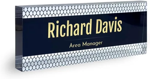 Miniatura 20 de Placa de Nombre de Escritorio de Acrílico Transparente Grueso Personalizada de 8x3" con Logo Personalizado - Decoración Profesional de Oficina