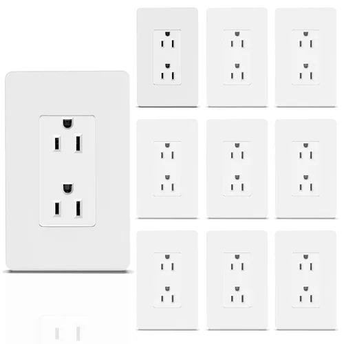 Miniatura 12 de ThunderWay Toma de corriente decoradora con placa de pared, toma eléctrica no resistente a manipulaciones, 15 amperios/125 V, autoconectada