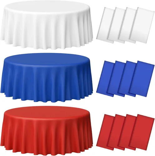 Miniatura 9 de Paquete de 12 manteles de plástico desechables del 4 de julio, manteles de plástico desechables en color rojo, blanco y azul, fundas rectangulares