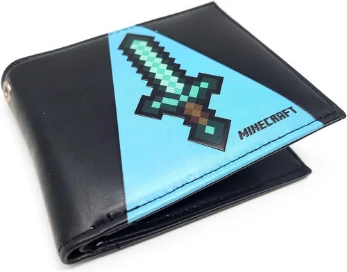 Miniatura 4 de Minecraft Cartera de piel sintética con diseño de espada de diamante en color azul claro
