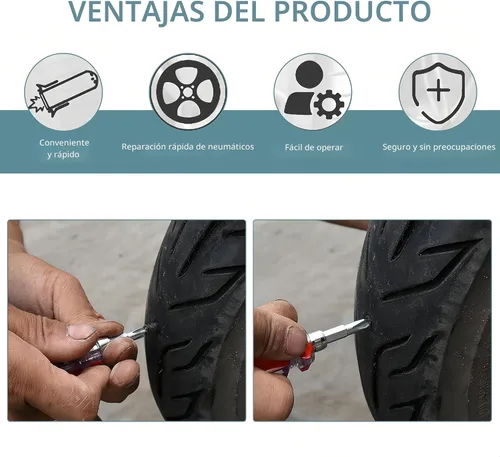 Miniatura 6 de 60 clavos de goma para reparación de neumáticos, kits de reparación de neumáticos al vacío, tornillos de goma en espiral, herramienta