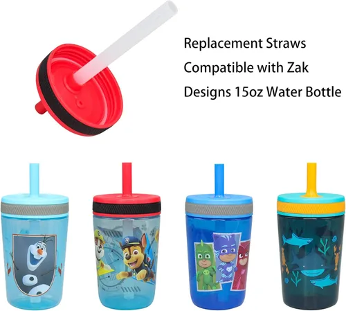 Miniatura 3 de 4 popotes Zak de repuesto compatibles con botellas de agua Zak Designs de 15 onzas, transparentes y de grado alimenticio, popotes reutilizables
