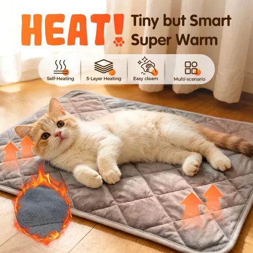 Miniatura 3 de Almohadilla autocalentable para perros y gatos, almohadilla térmica autocalentable para mascotas, antideslizante y lavable, no eléctrica, Azul