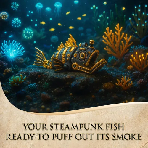 Miniatura 5 de Yipintang Figura de Pescado Cyberpunk Impresa en 3D, Figura de Estilo Steampunk Pez