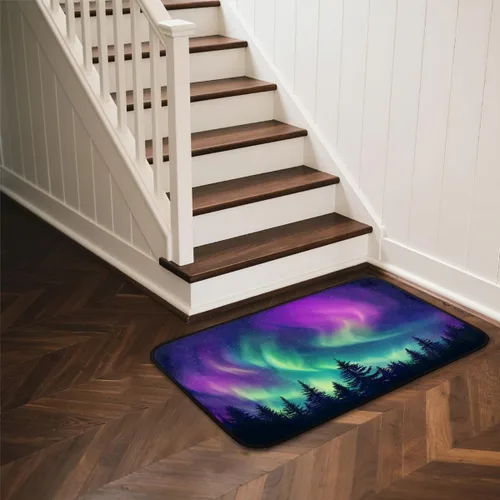 Miniatura 7 de Tapete de cocina con aurora, antideslizante, absorbente, para entrada, baño, garaje, decoración del hogar, interior y exterior, 39 x 20 pulgadas