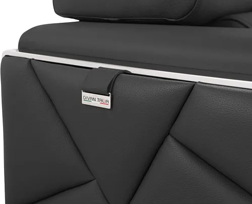 Miniatura 9 de BlackJack Furniture Gianni - Sofá de cuero italiano de grano superior con reposacabezas ajustables de 9 posiciones, patrón geométrico contemporáneo