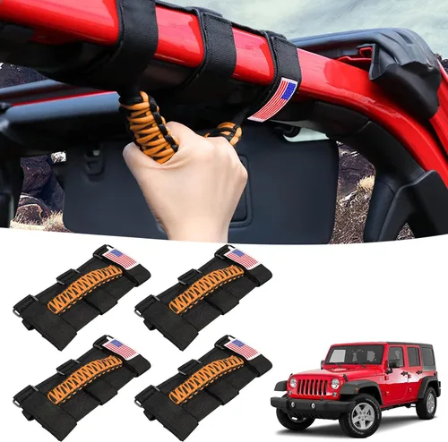Miniatura 11 de GAIZON Paquete de 4 asas de agarre con paracord para barra enrollable para accesorios de Jeep Wrangler CJ YJ TJ JL JK LJ JLU JKU Sahara Freedom