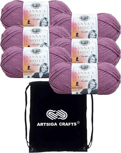 Miniatura 11 de Lion Brand Vanna's Choice Pink 860-101 (3 madejas - mismo lote de tinte) Estambre acrílico mediano Worsted #4 para ganchillo y tejer con bolsa