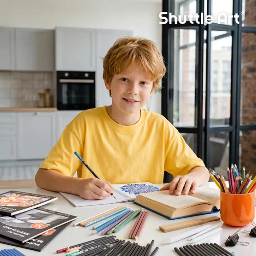 Miniatura 8 de Shuttle Art Kit de dibujo de 103 piezas, suministros de dibujo profesional con boceto, carbón, colores, grafito, lápices y palos pastel