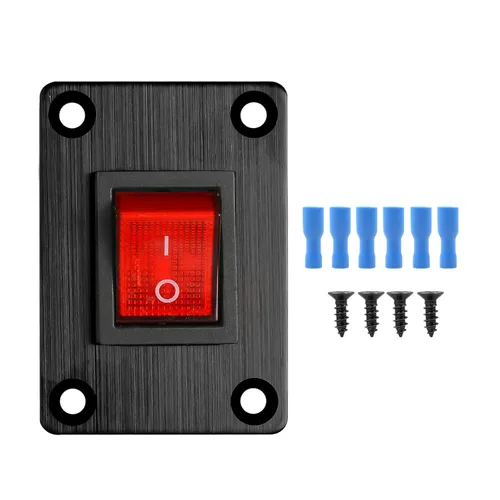 Miniatura 12 de 1 pieza Interruptor basculante negro KCD1 para barco, interruptor de panel SPST de 2 posiciones y 2 pines, 6A 250V CA 10A 125V CA, con 4 piezas