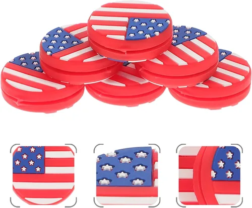 Miniatura 4 de Partykindom 6 unidades de amortiguadores de raqueta de tenis con bandera americana, amortiguadores de vibraciones para raquetas de tenis, accesorios
