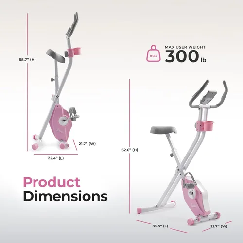 Miniatura 6 de Sunny Health & Fitness Smart Folding X-Bike, Portable Compact Exercise Bike for Indoor Cycling Workout, Home Cardio Training Machine, Free SunnyFit