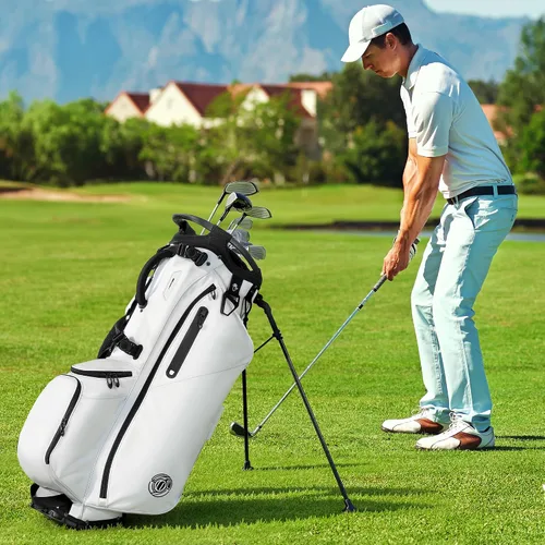 Miniatura 9 de Bolsa de golf con soporte de 14 vías, bolsas de golf ligeras para hombres y mujeres con soporte, doble correa ergonómica acolchada, divisores