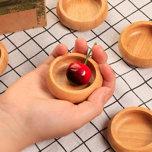 Miniatura 9 de Juego de Mini Cuencos, Platos de Salsa de Bambú para Mojar Aperitivos/Salsas/Nueces, Cuenco de Mezcla de Mascarilla Facial de Madera de Bambú