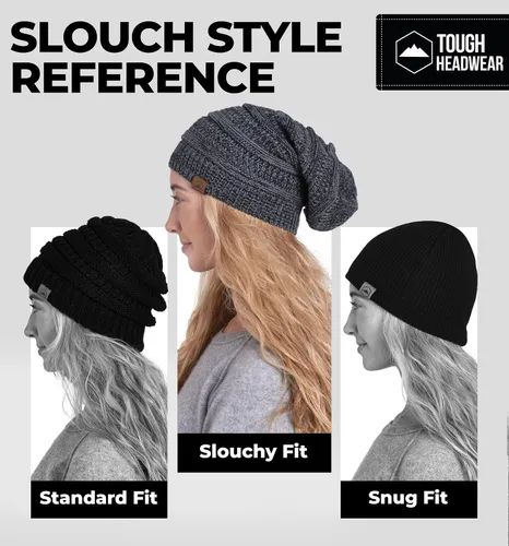 Miniatura 18 de Slouchy Cable tejido Gorro de lana por Tough Headwear – Gorro de lana de gran tamaño Sombreros Gorros Graves Sombreros Para Hombres y Mujeres