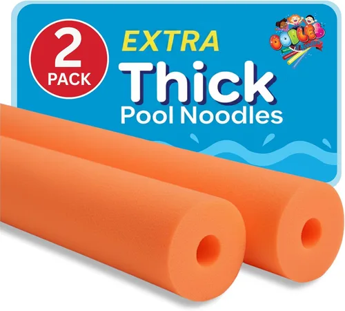 Oodles of Noodles Foam Pool Swim Noodles 2 Pack, Hollow Core Swimming Foam Tube for Pool Floats, Buoyant for Beach, Water Play, Crafts, DIY Projects