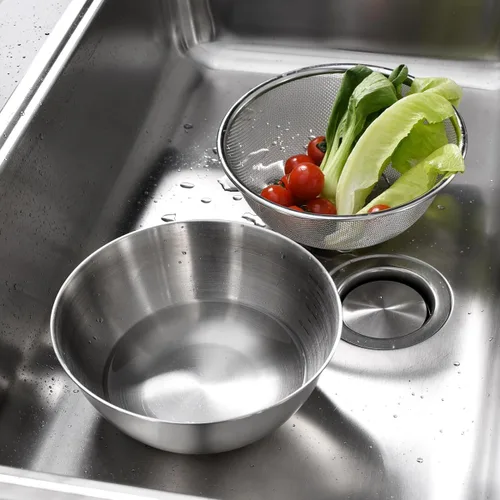 Miniatura 3 de WAGENSTEIGER Juego de tazón de acero inoxidable y colador de 3 patas, canasta de cocina multiusos con colador de malla fina, cuenco para mezclar