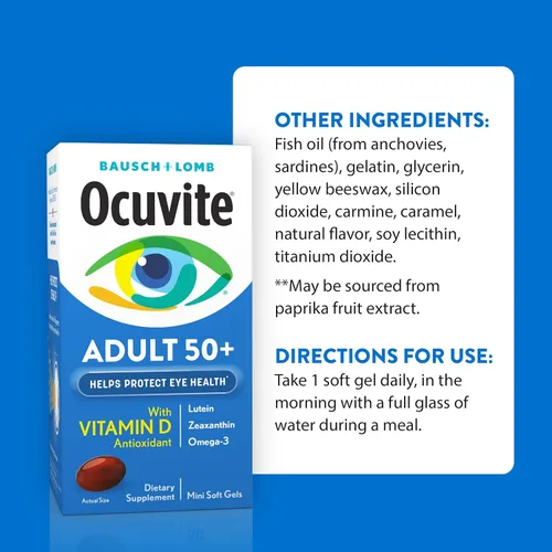 Miniatura 6 de Ocuvite 50+ Suplemento de vitaminas y minerales para los ojos, multivitamínico para la visión y la salud ocular con Omega-3, zinc, vitaminas C y E