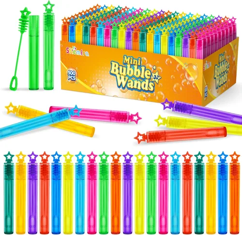 Miniatura 10 de Varita de burbujas, 200 piezas de mini varitas de burbujas a granel en 10 colores, regalos de fiesta de burbujas a granel para niños, juguetes