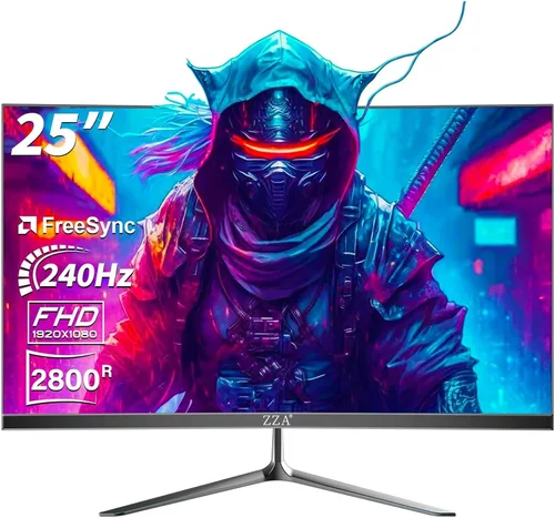 Miniatura 9 de ZZA Monitor curvo para juegos de 24.5 pulgadas, 240Hz 144Hz FHD(1920 * 1080P) pantalla VA, monitor de computadora, compatible con Freesync, 120%