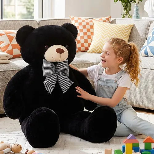 Miniatura 2 de IKASA Oso de Peluche Gigante Animal de Peluche Juguete de Felpa, 47 pulgadas Grande Lindo Jumbo Juguetes Suaves, Enorme Gran Esponjoso Gordo Negro