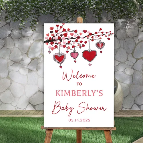 Miniatura 19 de Letrero de bienvenida personalizado para baby shower, con texto en inglés «A Little Sweetheart on the way» Baby Shower, cartel de bienvenida