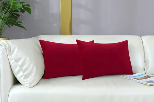 Miniatura 2 de mixeoo Fundas de Cojín Decorativas Cómodas de Navidad Rojas Rectangulares de Terciopelo Grueso Sólido Súper Suaves Casos de Cojín Decoración