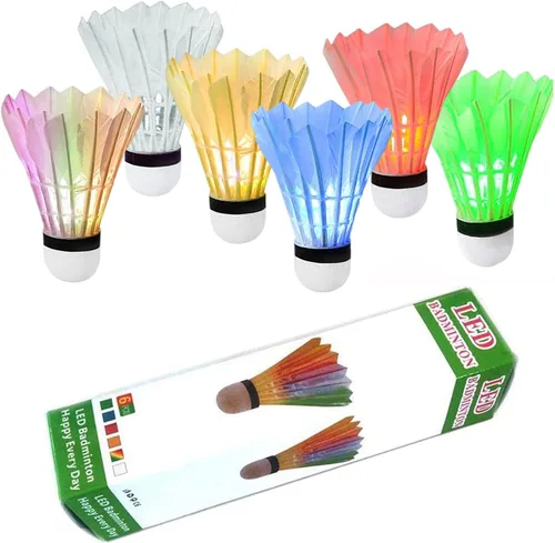 Glow in The Dark Badminton Birdies,LED Badminton Shuttlecocks for Family Backyards Practice,4/5/6 PCS Nylon/Goose Feather Long Lasting Light Up