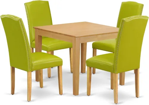 Miniatura 15 de East West Furniture OXEN5-LWH-57 - Juego de mesa y sillas de cocina de 5 piezas, incluye una mesa de comedor cuadrada y 4 sillas de comedor Parsons