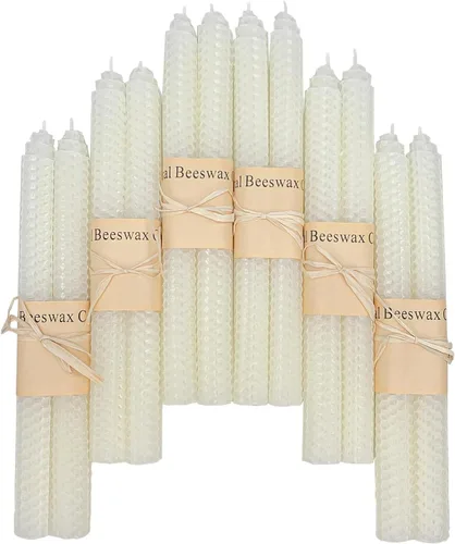 Miniatura 12 de Lacaser Velas cónicas de cera de abeja natural a granel, candelabros de colores en colores del arcoíris, sin humo y sin perfume, velas de 9 pulgadas