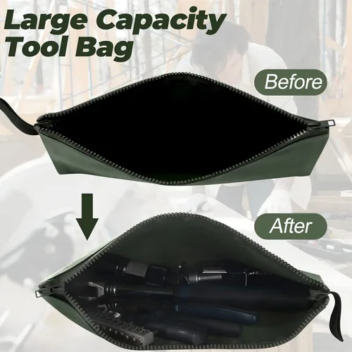 Miniatura 3 de Eccliy 12 bolsas de herramientas de lona con cremallera de 16 onzas, bolsa de utilidad resistente, organizador de almacenamiento multiusos de 11.8 x