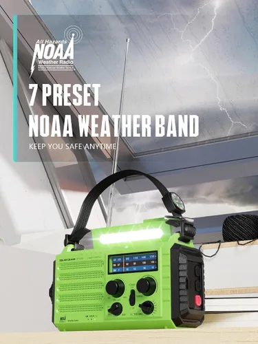 Miniatura 4 de ROCAM CR1009 Radio de emergencia con manivela y radio meteorológica 1009 Pro con pantalla LCD grande